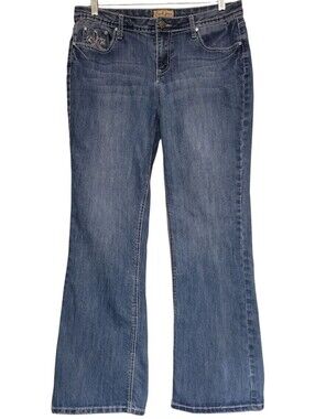 Earl Jeans Flare / Bootcut Womens Size 12 Measures 34x31 Decorated Pockets